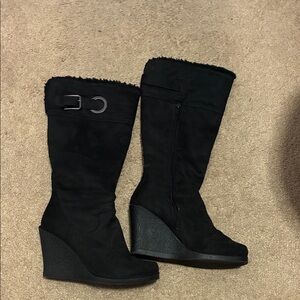 Maurices Black Wedge Boots